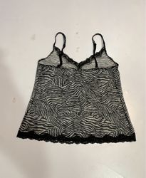 Sheer Zebra Print Camisole with Lace Trim