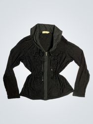Black MICH A Zip-Up Jacket with Embellishments