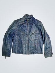 DONNA D Blue Leather Jacket