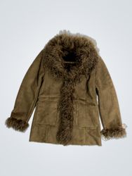 Brown Suede Jacket with Fur Trim