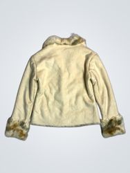 Cream jacket with fur trim