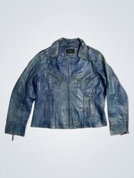 DONNA D Blue Leather Jacket