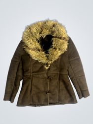 Brown Suede Jacket with Fur Hood