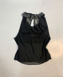 Black Sheer Top with Studded Collar