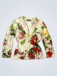 Roberto Cavalli Floral-Print-Oberteil mit langen Ä..