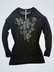 Cop. Copine Black Long Sleeve Top with Floral Prin..