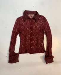 Camisa de manga larga abotonada de encaje Miss Six..