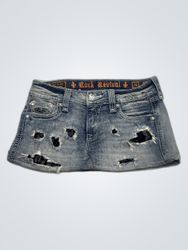 Rock Revival Distressed Denim Skirt