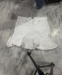 Seed Heritage White Denim Ruffle Mini Skirt