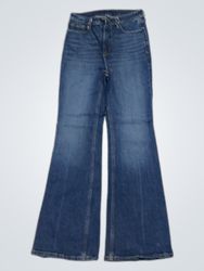 Blue flare jeans with embroidered butterfly and fl..