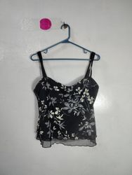 Black Floral Print Camisole Top