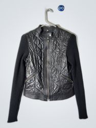 Laurol Black Leather Quilted Jacket