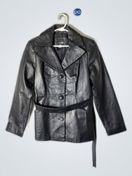 East 5th Black Leather Belted Jacket