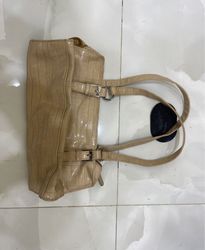 Tan Crocodile-Style Handbag