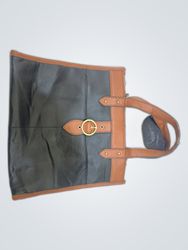 Brown and Black Leather Tote Bag