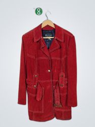 Red Leather Jacket with White Stitching