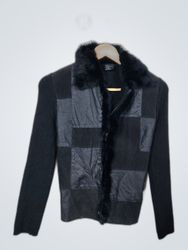 Sisters Black Leather and Fur Jacket