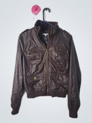 Charlotte Russe Brown Faux Leather Bomber Jacket