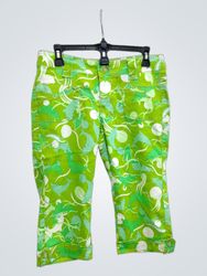 Calças Capri com Estampa de Golfinho Verde da Gues..