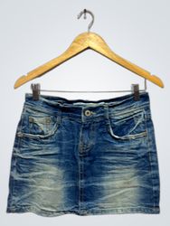 Saia Mini de Denim Hot Pepper