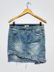 Vintage America Blues Jeansrock mit Rüschensaum