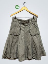 Falda A-line a rayas con bolsillos
