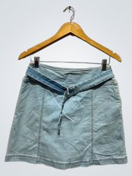 Jupe en denim délavé A-line avec ceinture