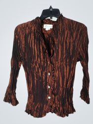 Dressbarn Crushed Texture Button Front Blouse