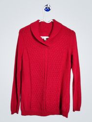 「STUDIO WORKS Red Sparkle Cable Knit Sweater」