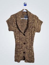 Yk2 Collection Brown Marled Short Sleeve Cardigan