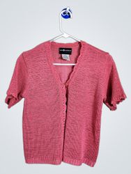 Cardigan corto a maniche corte rosa petite di Sag ..