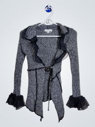GRIFFIN PARIS Cardigan en tricot noir et blanc pou..