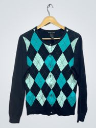 New York & Company Cárdigan de argyle para mujer