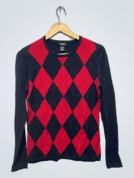 Maglione Argyle Rosso e Nero della Collezione Peck..