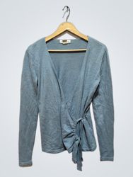 Newport News Damen blauer Wickelcardigan mit Binde..