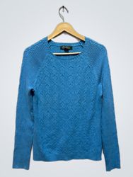 Eddie Bauer blauer Kabelstrickpullover