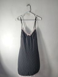 Apt. 9 Intimates Black Pinstripe Lace Trim Chemise