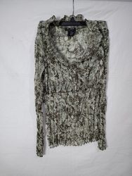 AXCESS Women's Sheer Floral Print Ruched Long Slee..