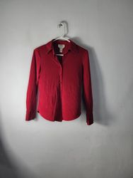 Chemise rouge à boutons en pure soie Talbots