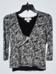 Sag Harbor Stretch Petite Black and White Print To..