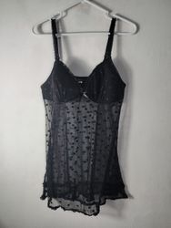 Babydoll trasparente nero a pois
