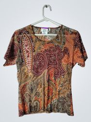 Afibel Top de Manga Curta com Estampa Paisley
