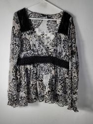 E.C. New York Women's Black & White Floral Print L..