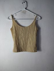 Beiges strukturiertes Tanktop mit metallischen Str..
