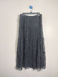 Falda Maxi de Lentejuelas en Capas Negra MSK