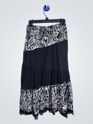 Susan Lawrence Black and White Patterned Maxi Skir..