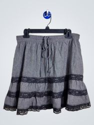 Saia Mini em Camadas Cinza com Renda BILA para Mul..