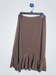 ELEMENTZ Damen Brauner Rüschensaum Midi Rock Größe..