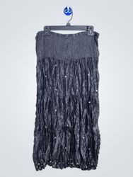 Abito senza spalline nero a pieghe con paillettes