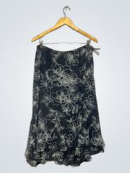 West End Black Floral Print Midi Skirt
